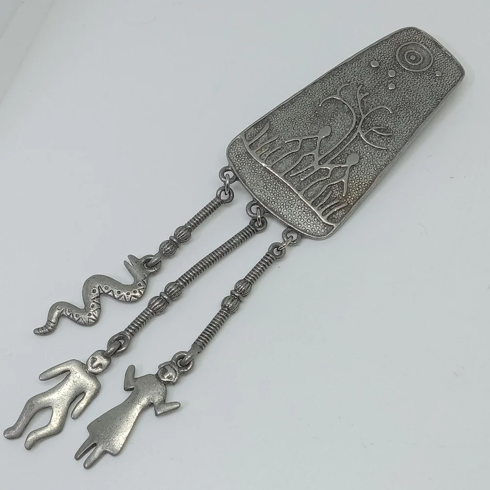 * vintage JJ Jonette large Garden of Eden dangle pin brooch